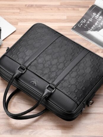 Leather bag briefcase braided bag